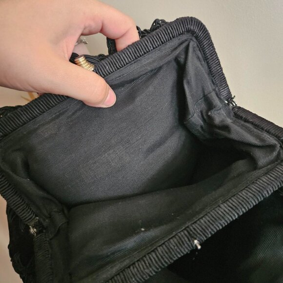 Vtg Walborg Italian Shoulder Purse, Black Leather with braiding Whimsigoth Boho - Picture 6 of 6